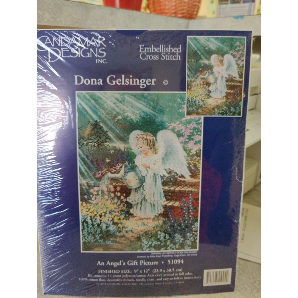 Candamar Designs  An Angel's Gift #51094 Embellished cross stitch kit   9" x 12"